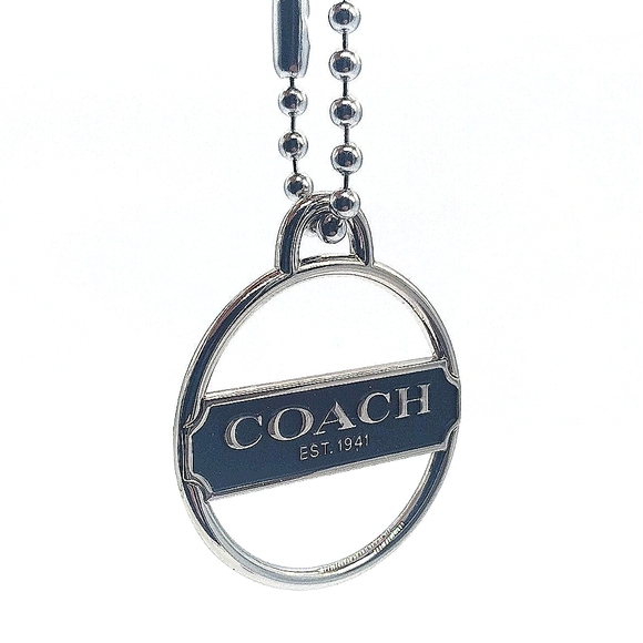 Rare COACH Black Enamel Medallion Purse Charm Keychain Fob Tag Retired - Picture 2 of 7
